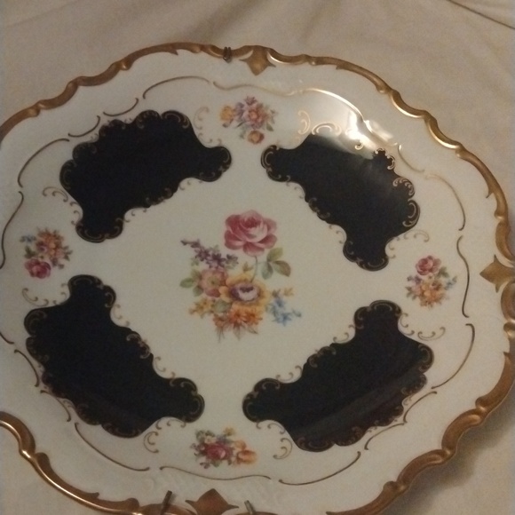 Reichenbach Porcelain Floral Cobalt Plate - Picture 2 of 6